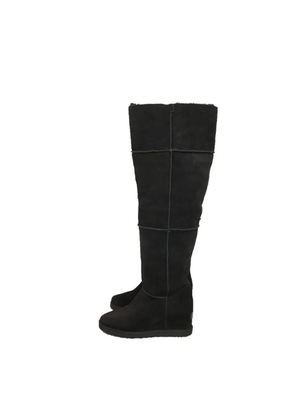 $380 UGG Classic Femme OVER THE KNEE BOOT SUEDE SHEARLING BLACK 7 (TF23)